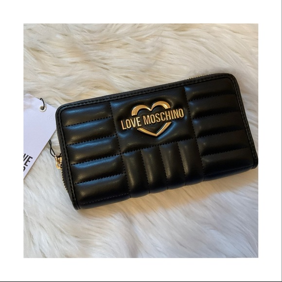 Love Moschino Handbags - Love Moschino Quilted Continental Zip Around Wallet - NWT - Black